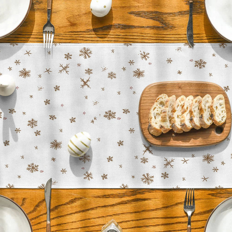 Axyaa Christmas Gingerbread Snowflake Table Runner for Home Wedding Centerpieces