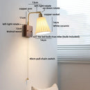 Axyaa Vintage Brass Ceramic LED Wall Lamp with Pull Chain Switch