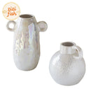 Axyaa Pearl Glazed Ceramic Vase Round Table Decoration for Flowers Arrangement