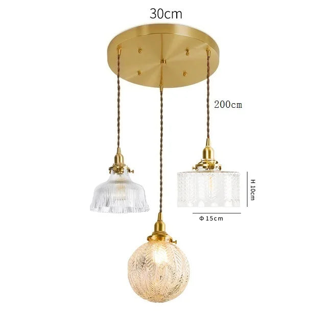 Axyaa Clear Glass LED Pendant Light: Nordic Style Copper Hanging Lamp