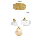 Axyaa Clear Glass LED Pendant Light, Copper Nordic Hanging Lamp for Home Decor