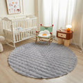 Axyaa Round Rabbit Plush Faux Fur Circle Rug for Bedroom and Living Room