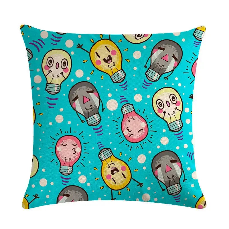 Mini Bulb Decorative Flax Pillowcase by Axyaa - 45*45cm