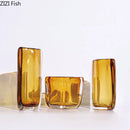 Axyaa Amber Glass Vase Hydroponics Flower Pots Desk Decoration Bouquet Arrangement Aesthetic Decor