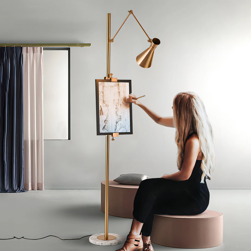 Axyaa Modern Metal Marble LED Gold Floor Lamp for Home Decor
