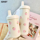 Axyaa Kawaii Strawberry Thermos Bottle Stainless Steel Insulated Straw Cup