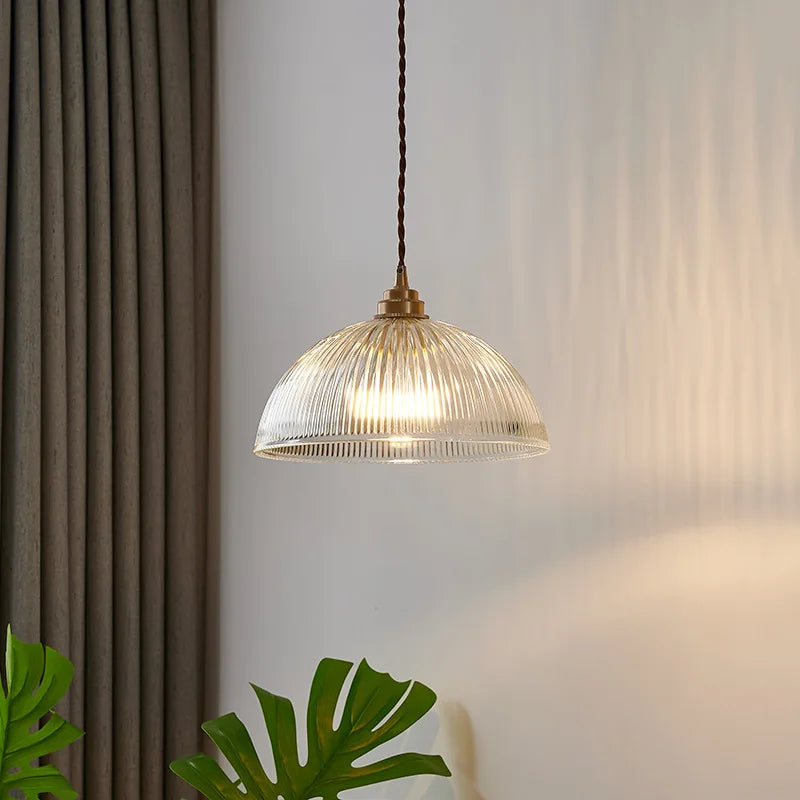 Axyaa Copper Glass LED Pendant Chandelier for Home Decor