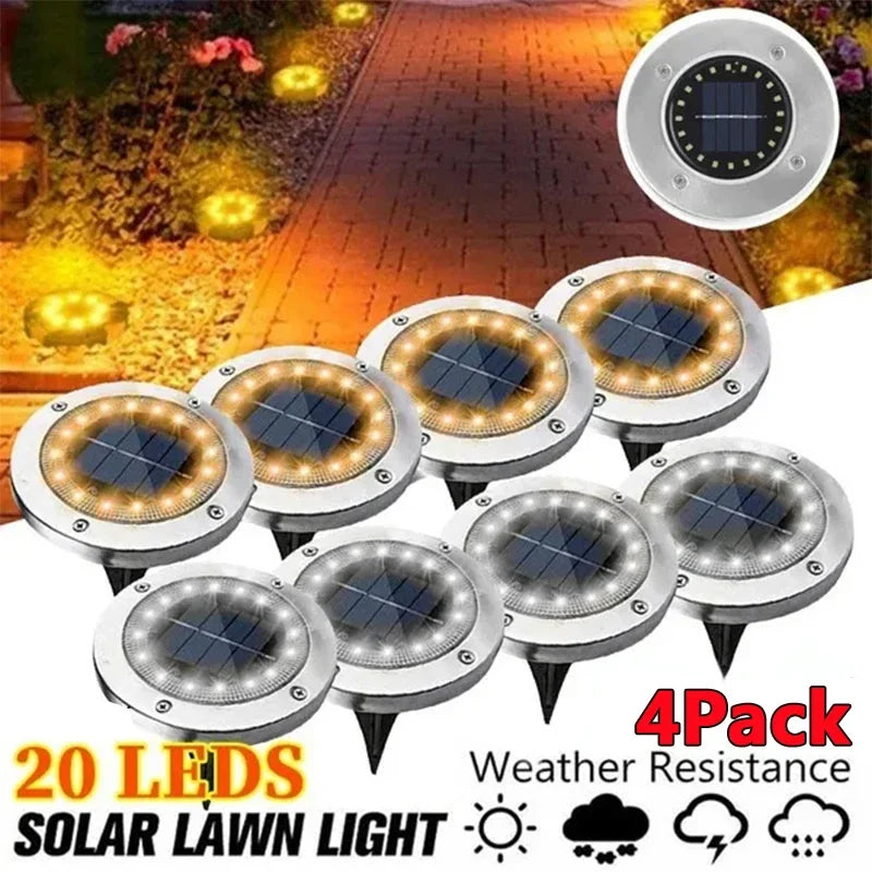 Axyaa Solar Power Disk Light: Outdoor Garden Spotlight Buried Deck Lamp