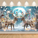 Axyaa Christmas Reindeer Hanging Cloth for Home Party Decoration