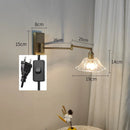 Axyaa Glass LED Wall Sconce Arm Rotate Bedroom Living Room Lights