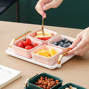 Axyaa Ceramic Fruit Plate: Creative Divided Snack Plate for New Year Dried Fruits