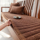 Axyaa Thick Corduroy Sofa Cushion - Anti Slip Solid Wood Seat Covers, Gray