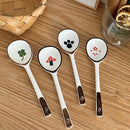 Axyaa Ceramic Kawaii Soup Spoon with Long Handle - Hand Painted Dessert Spoon