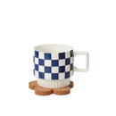 Axyaa Red Heart Plaid Coffee Mug - Delicate Ceramic Latte Cup