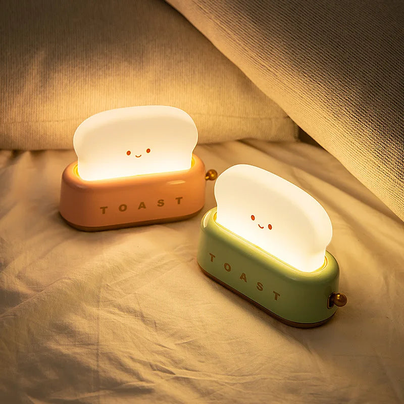Axyaa Toast Lamp: Rechargeable LED Night Light for Bedroom Decoration and Mood Lighting