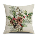 Axyaa Christmas Pinecone Candlestick Linen Print Pillowcase for Home Decor