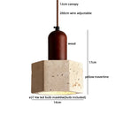 Axyaa Yellow Travertine Glass LED Pendant Lamp Vintage Wood Kitchen Island Hanging Light