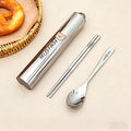 Axyaa Stainless Steel Dinnerware Set in Portable Box - Student Reusable Tableware