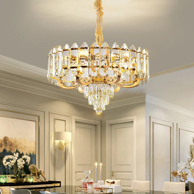 Axyaa Crystal Chandelier: Luxury LED Pendant Lamp for Living, Dining & Bedroom