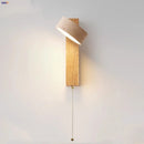 Axyaa Yellow Travertine Wood Canopy Wall Light - LED, Pull Chain Switch - Japan Style