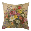 Axyaa Vintage Flowers & Birds Oil Painting Pillow Cover