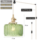 Axyaa Glass Pendant Light E27 Base Adjustable Ceiling Lamp for Living Room