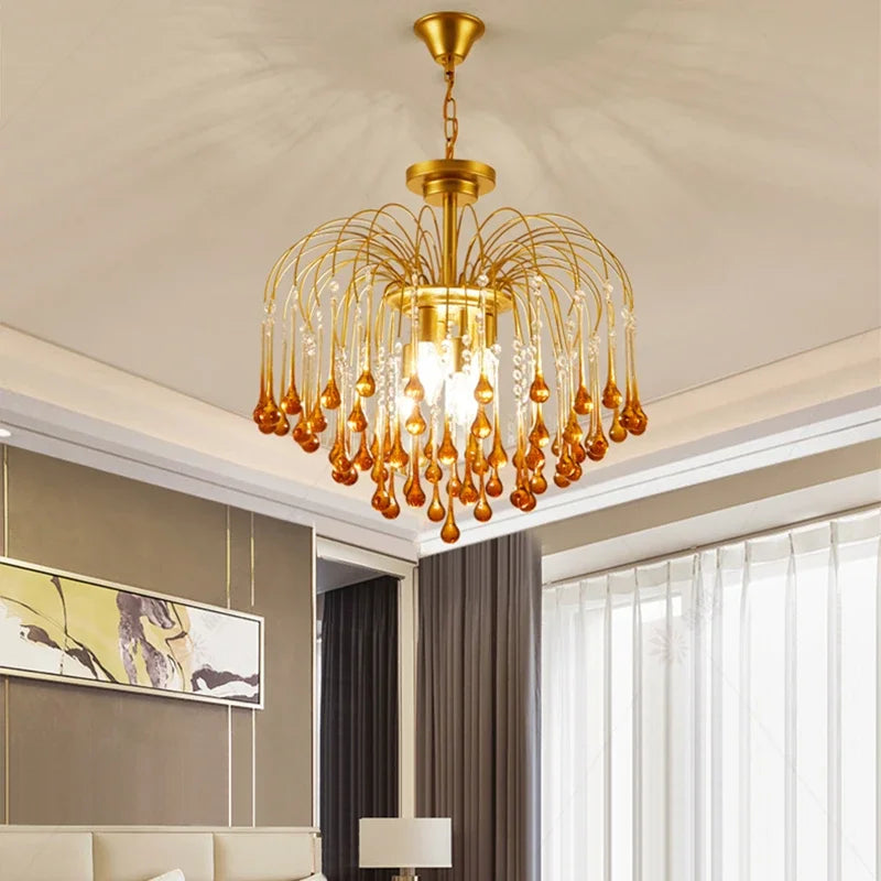 Axyaa Crystal Water Drop Ceiling Chandelier for Home Decor