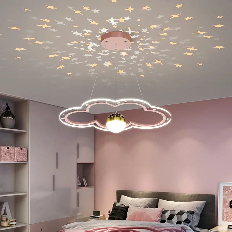 Axyaa Starry Cloud Flower Chandelier for Kids' Bedroom Décor