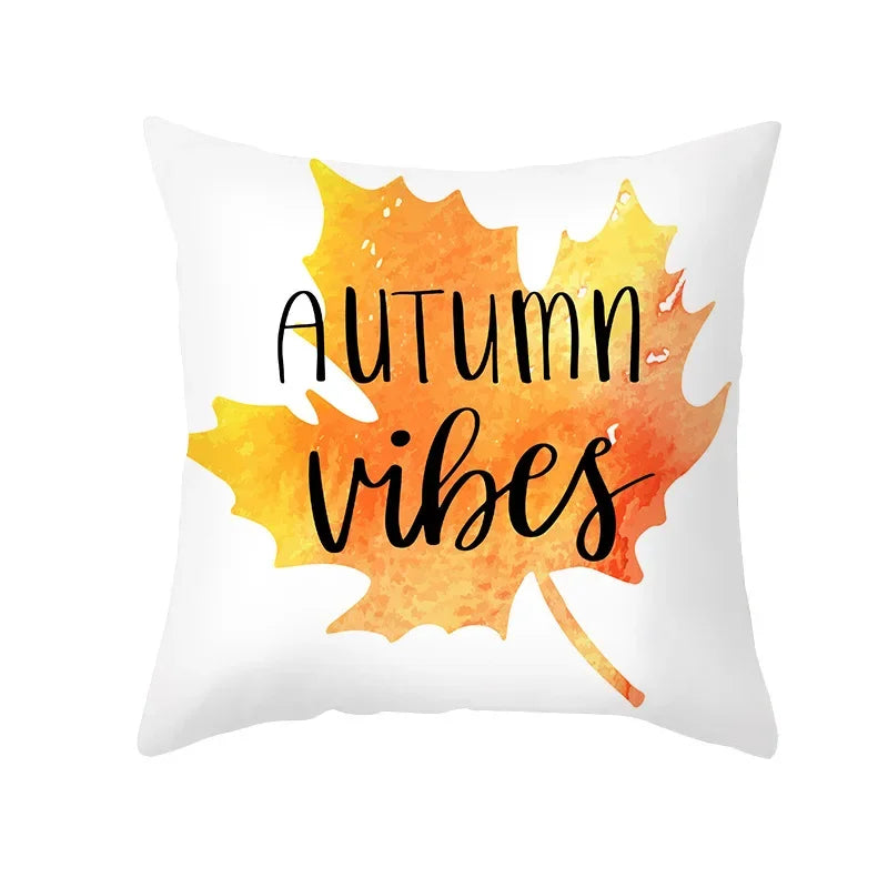 Maple Pumpkin Autumn Pillowcase Sofa Seat Cushion Cover by Axyaa
