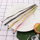 Axyaa Wave Line Stainless Steel Cocktail Straws Set - 4Pcs