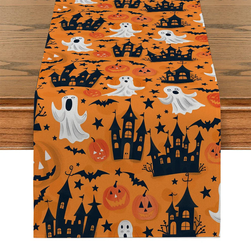 Axyaa Halloween Pumpkin Head Table Runner Dining Table Decorations