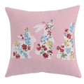 Axyaa Pink Floral White Floral Bunny Embroidered Cushion Cover