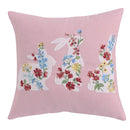 Axyaa Pink Floral White Floral Bunny Embroidered Cushion Cover