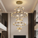 Axyaa Crystal Stair Chandelier LED Ceiling Lamp for Living Room