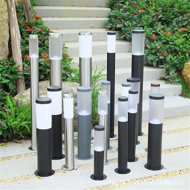 Axyaa Black Silver Bollard Landscape Path Light for Outdoor Garden Decoration