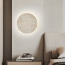 Axyaa Yellow Travertine Round LED Wall Lamp for Japanese Style Bedroom