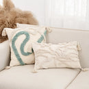 Axyaa Ethnic Cotton Tufted Beige Jacquard Throw Pillow Covers