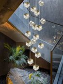 Axyaa Crystal Chandelier: Modern Luxury Ceiling Light for Living Room, Lobby, or Staircase