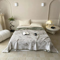 Axyaa Cotton Gauze Floral Throw Blanket with Tassel Detail