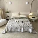 Axyaa Cotton Gauze Floral Throw Blanket with Tassel Detail