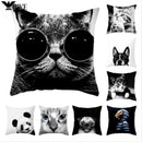 Axyaa Cute Cat Dog Pillowcase 45*45cm Bedroom Sofa Decor White Black Animal Pillowcase