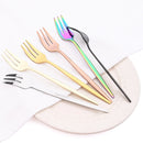 Axyaa Gold Fruit Cake Set: Mirror Stainless Steel Tea Fork, Snack Dessert, Small Salad Cutlery