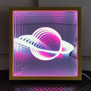 Axyaa 3D Star Tunnel Mirror Neon Light with Wooden Frame and USB Power