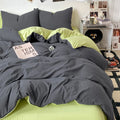 Axyaa Washed Cotton Bedding Set, Brief Style, Duvet Cover & Pillowcase, Twin-Full-Queen Sizing