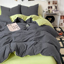 Axyaa Washed Cotton Duvet Set with Fitted Sheet Style & Pillowcase