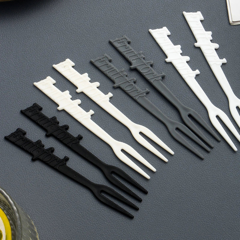 Axyaa 100PCS Plastic Fruit Fork Set for Home, Restaurant, Picnic, Camping - Reusable