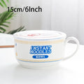 Axyaa Ceramic Noodle Bowl with Lid - Large Capacity Soup & Salad Lunch Box