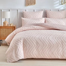 Tufted Wave Duvet Set: Boho Geometric Green Quilt Cover & Pillowcase, All-Seasons, US King Size