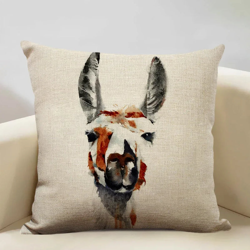 Axyaa Animal Horse Chicken Lizard Cow Antelope Pillow Case