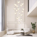 Axyaa Modern LED Ring Stairs Pendant Light Chandeliers for Living and Dining Room